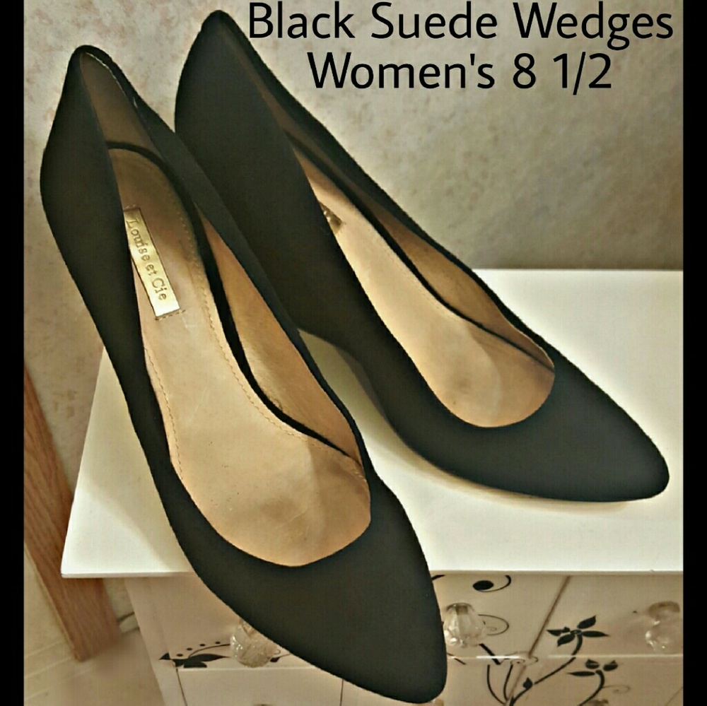 Louise et Cie Black Suede Wedges.